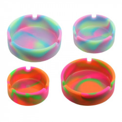 CENDRIER ROND SILICONE 2 TAILLES RAINBOW ASSORTIS 12/240