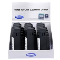Briquet Atomic Triple jet flamme rubber noir 12/288