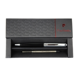Stylo bille Pierre Cardin Santiago Noir/chromé rayé