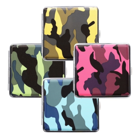 ETUI POUR 20 CIGARETTES METAL RUBBER DECOR CAMOUFLAGE ASSORTIS 12/240