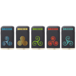 Briquet jetflamme gomme Scuba noir décors Breizh