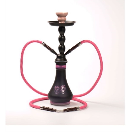 NARGUILE 45 CM 2 TUBES CALLIGRAPHIE NOIR/ROSE 1/12*