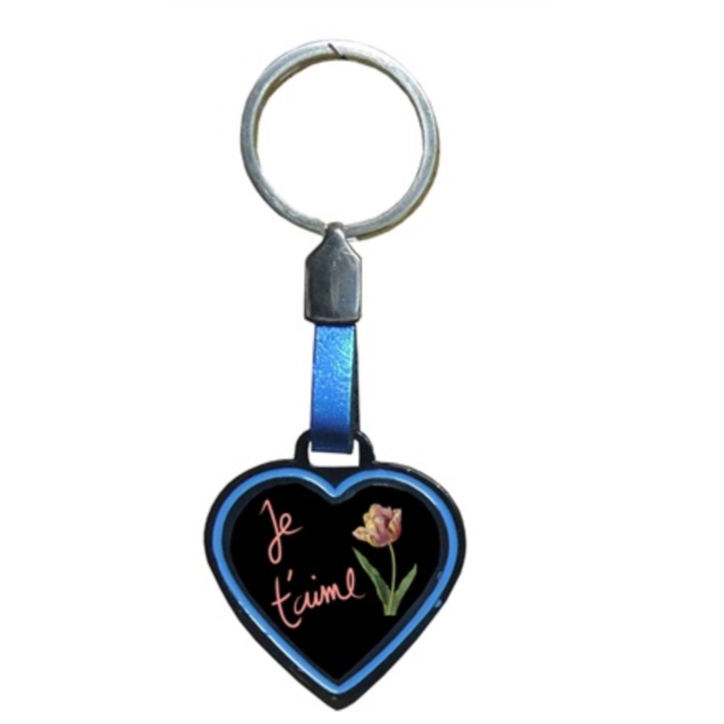 Porte clés forme de coeur avec doming décors Love
