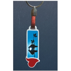 Porte-clés coeur émaillé avec doming décors Love