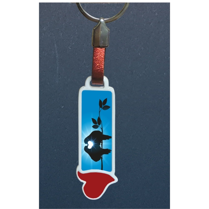 Porte-clés coeur émaillé avec doming décors Love