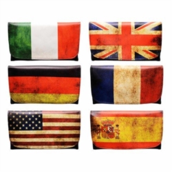 BLAGUE A TABAC XL FACON CUIR DECORS DRAPEAUX PAYS X 6 12/240