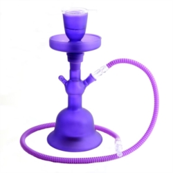 NARGUILE 35 CM 1 TUBE EN VERRE VIOLET BASE ECLAIRANTE LED 1/6