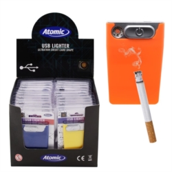 BRIQUET ATOMIC FORME CARTE CREDIT RECHARGEABLE USB S/BLISTER 24/288