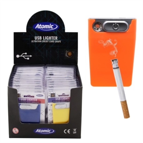 BRIQUET ATOMIC FORME CARTE CREDIT RECHARGEABLE USB S/BLISTER 24/288