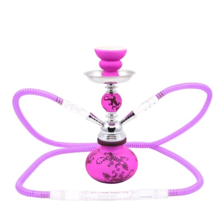 NARGUILE 25 CM 2 TUBES VIOLET DECORS GEKKO 1/24