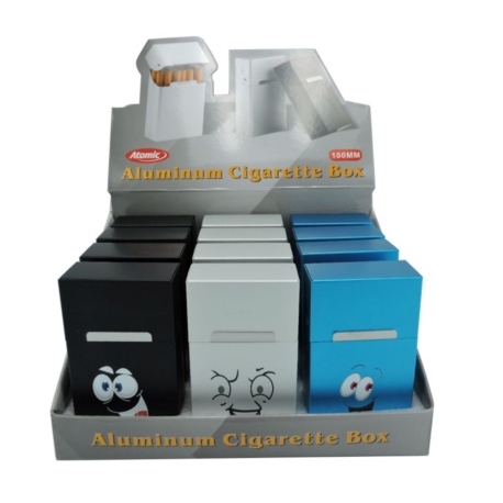 BOITE PAQUET 20 CIGARETTES ALU 100MM DECORS FUNNY FACES BISOUS 12/240