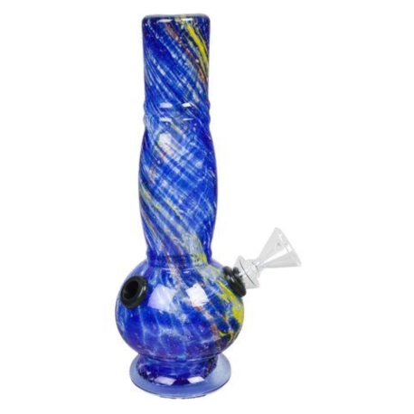 PIPE A TABAC EN VERRE 21.5 CM "STAR" BLEU/OR GLOW IN THE DARK 1/12