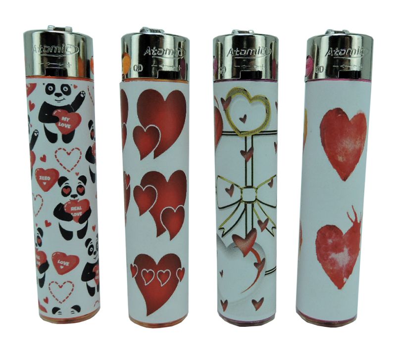 BRIQUET ATOMIC FESTIVAL PIERRE RECHARGEABLE DECORS COEURS 48/1152