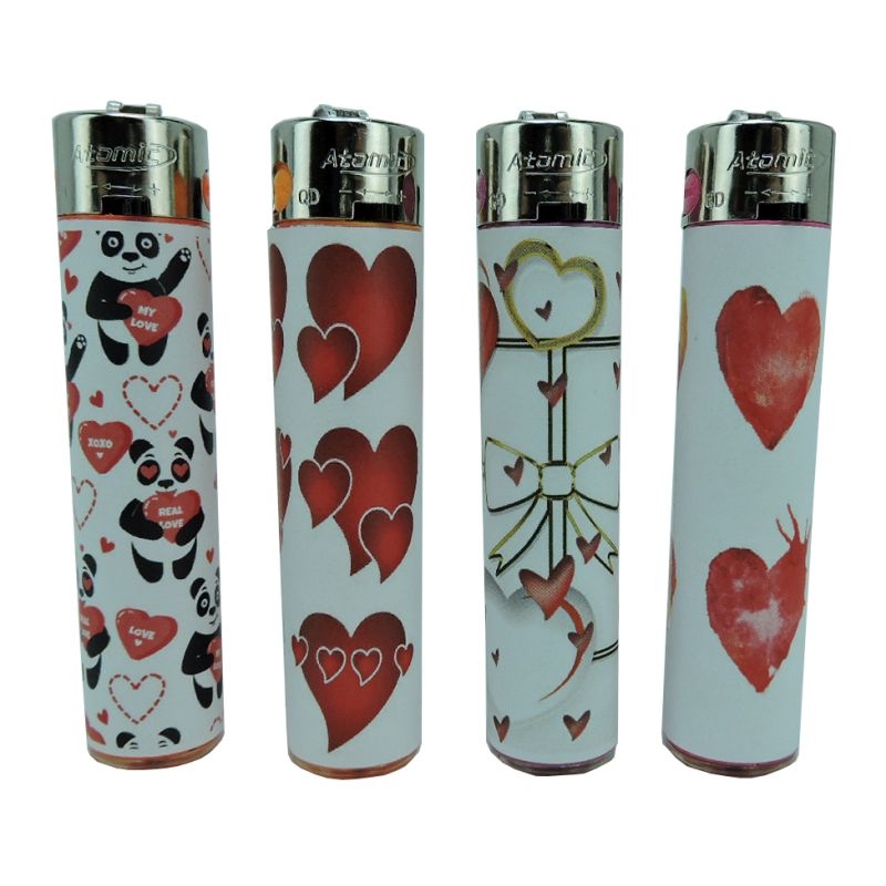BRIQUET ATOMIC FESTIVAL PIERRE RECHARGEABLE DECORS COEURS 48/1152