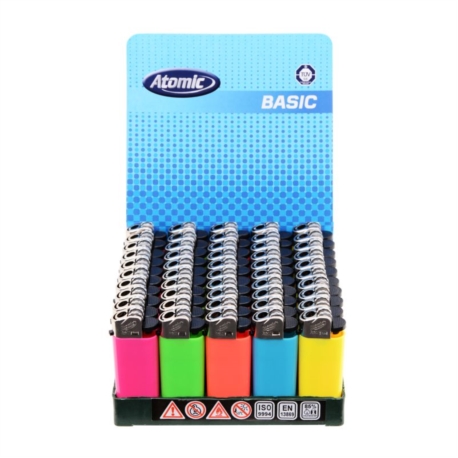 BRIQUET ATOMIC JETABLE PIERRE MINI COLORIS NEONS ASSORTIS 50/1000