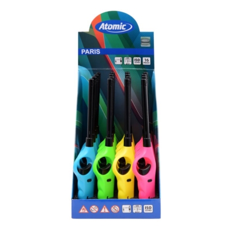 BRIQUET ALLUME TOUT A GAZ PIEZO PARIS 28CM NEONS ASSORTIS 16/192