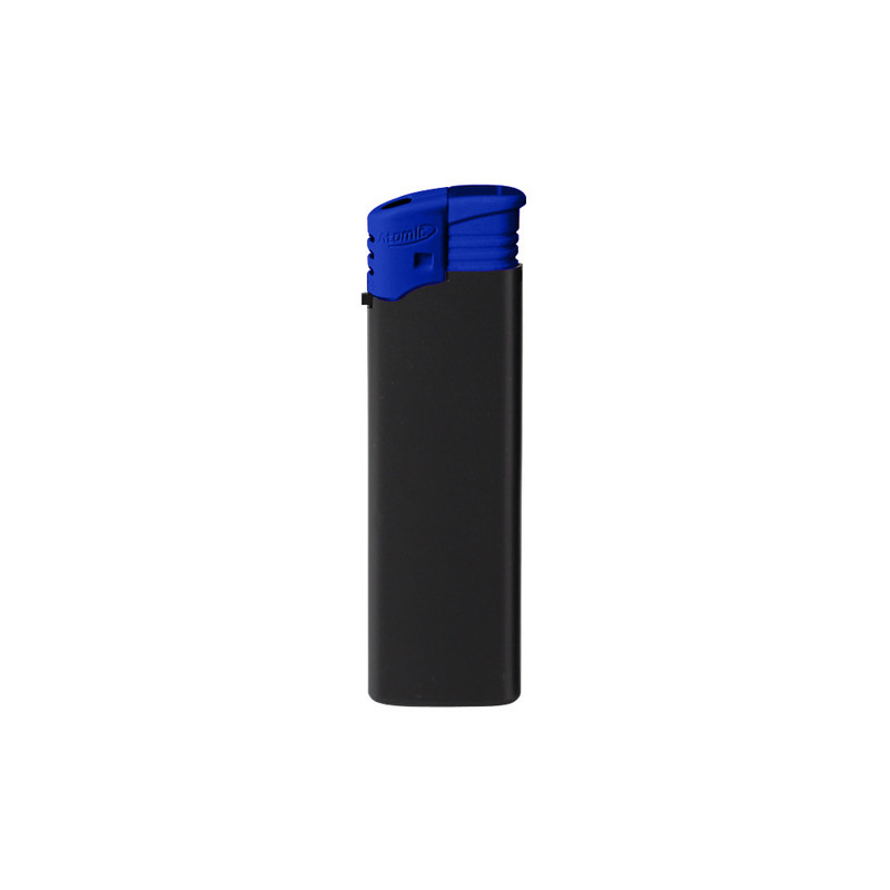 Briquet Atomic électronique rechargeable noir gomme top bleu 50/1000