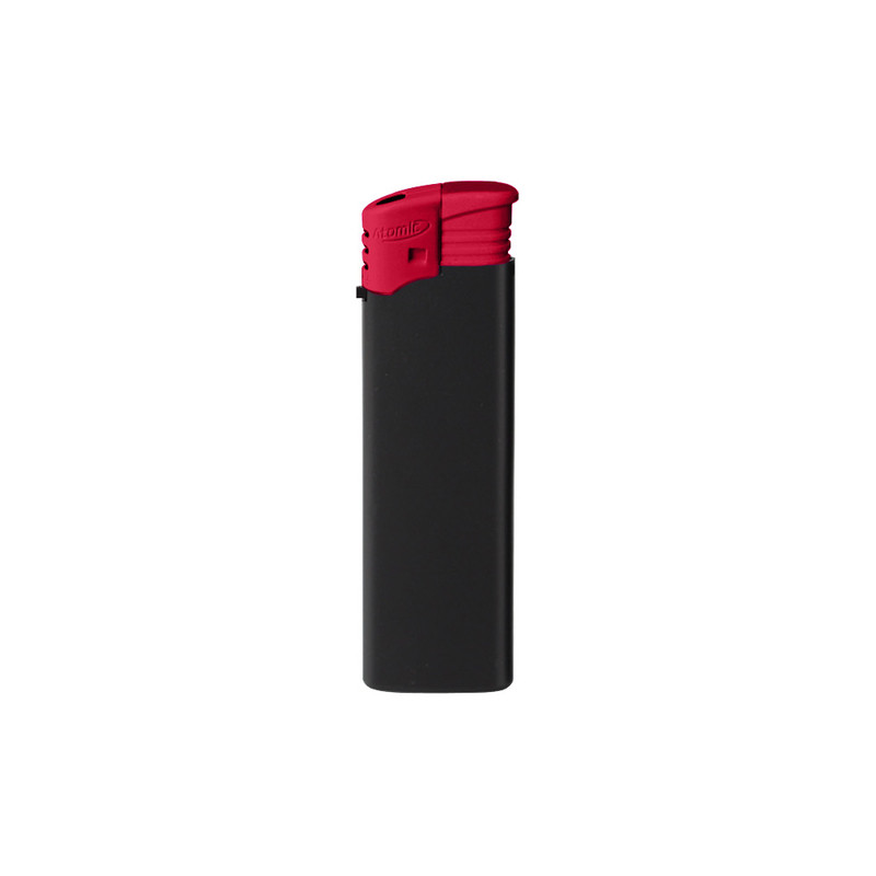 Briquet Atomic électronique rechargeable noir gomme top rouge 50/1000