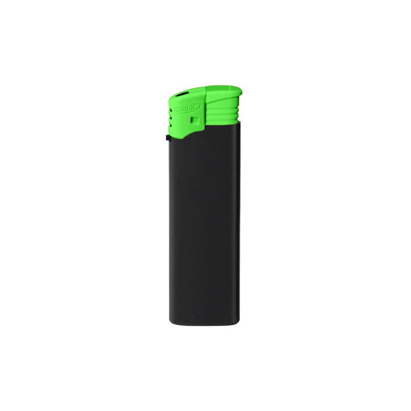 Briquet Atomic électronique rechargeable noir gomme top vert 50/1000