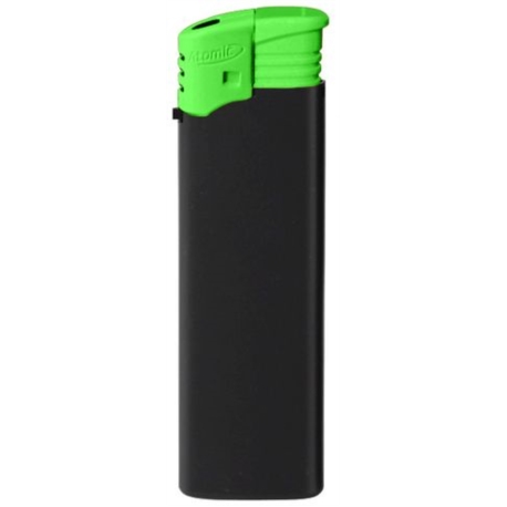 Briquet Atomic électronique rechargeable noir gomme top vert 50/1000