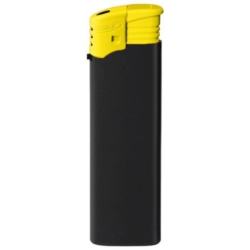 Briquet Atomic électronique rechargeable noir gomme top jaune 50/1000