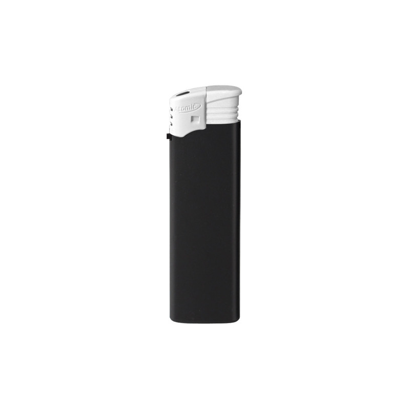 Briquet Atomic électronique rechargeable noir gomme top blanc 50/1000