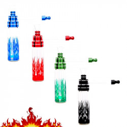 Pipe à tabac Atomic en verre décors flammes 4 coloris assortis 6/144