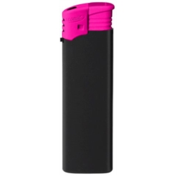 Briquet Atomic électronique rechargeable noir gomme top rose 50/1000