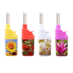 Briquet mini allume tout à gaz piézo décors fleurs 28/560