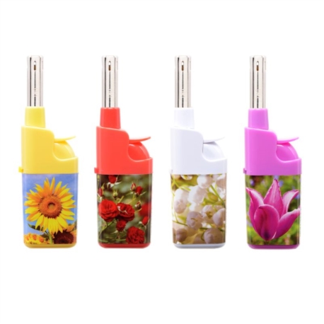 Briquet mini allume tout à gaz piézo décors fleurs 28/560