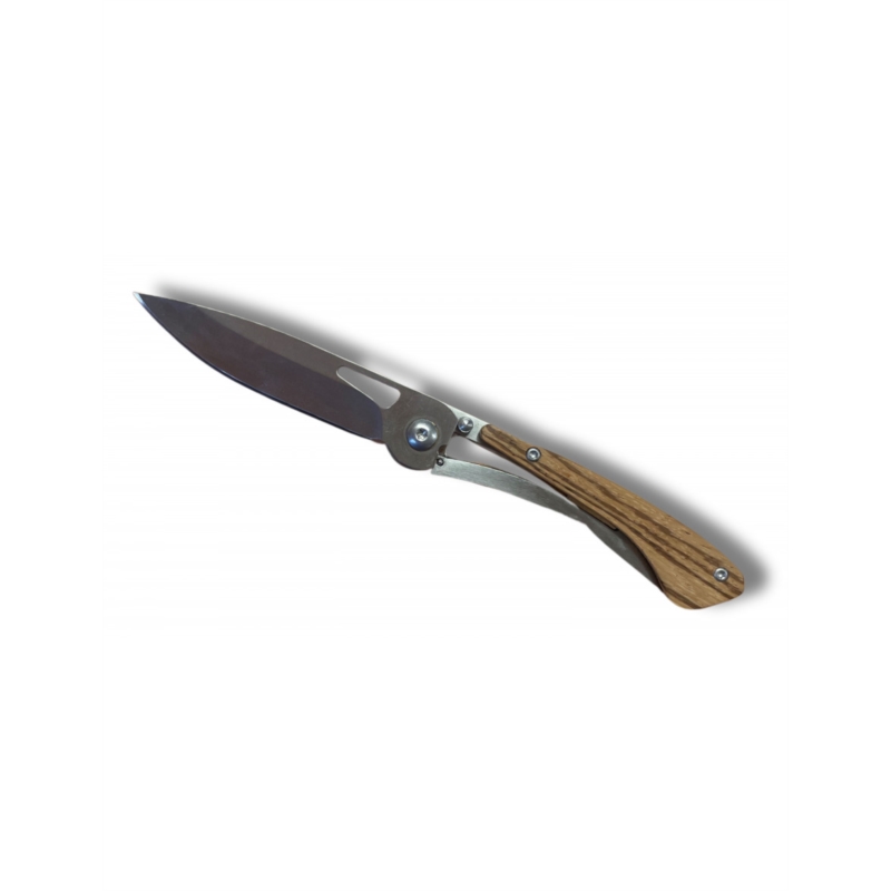 Couteau pliant extra plat acier manche bois