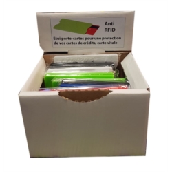Porte-carte de crédit sécurisé anti RFID plastique 3 col. 9x6x0.4cm 