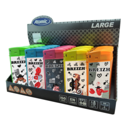 Briquet Atomic large plastique néon décors Breizh 25/500