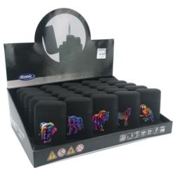 Briquet Atomic jet flamme gomme Scuba noir décors Animaux 25/500