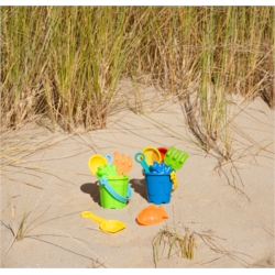 Seau de plage plastique pelles, rateau et moules 9x7 cm 1/60