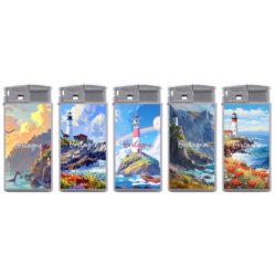 Briquet Atomic large plastique gris décors Bretagne 25/500