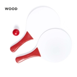 Jeu de 2 raquettes de plage bois sac filet avec balle assortie 1/36