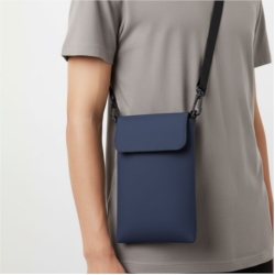Pochette PU souple fourre-tout avec sangle réglable 17.5x10x2 cm