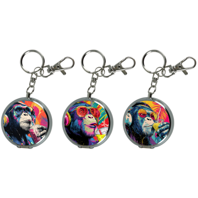 Cendrier de poche porte clés métal décors Funky monkeys 12/240