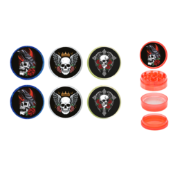Broyeur à tabac plastique 50mm 4 parts décors Skull 12/240