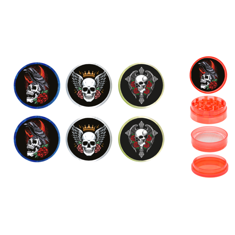 Broyeur à tabac plastique 50mm 4 parts décors Skull 12/240