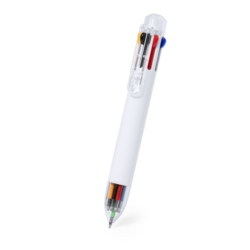 Stylo bille 8 couleurs en ABS blanc 14 cm Ø 1.6 cm