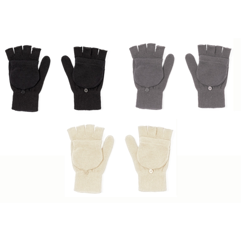 Gants adulte taille unique acrylique à rabats 3 couleurs