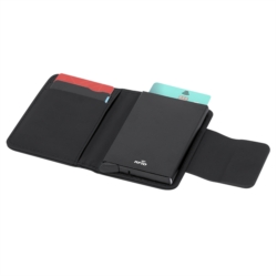 Porte cartes RFID en PU recyclé 10 cartes noir 10.6x7.7x2.6 cm