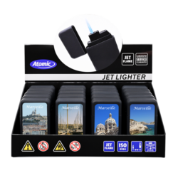 Briquet jetflamme Gilijet gomme noir Marseille II