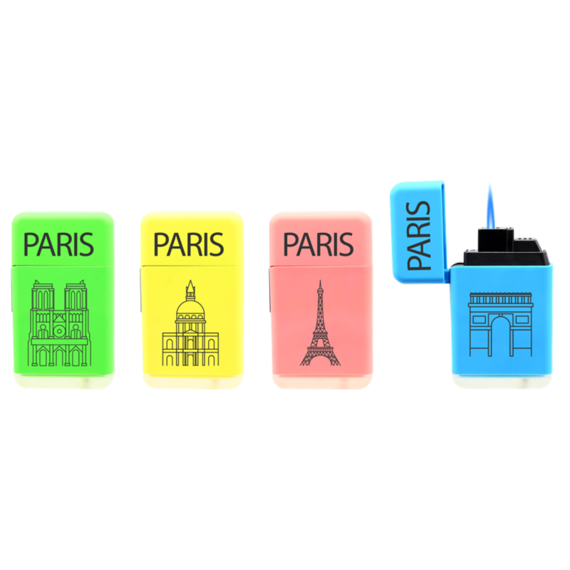 Briquet Atomic Gilijet jet flamme néon Paris croquis 20/400