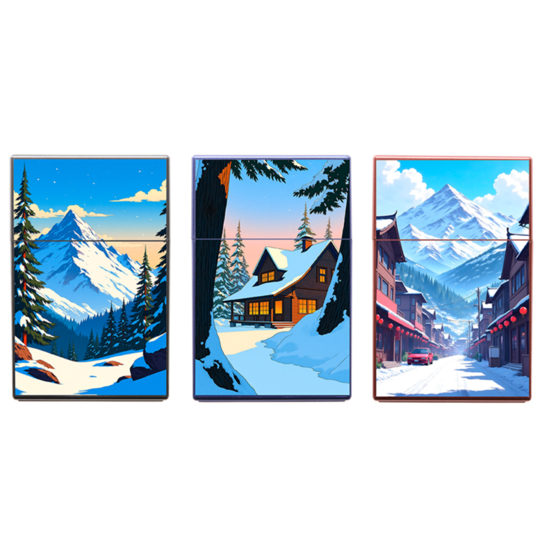 Boite paquet de 20 cigarettes décors Montagne Chalets 12/240
