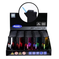 Briquet Atomic jetflamme Bicolores métallisés assortis 7.4 cm 25/500