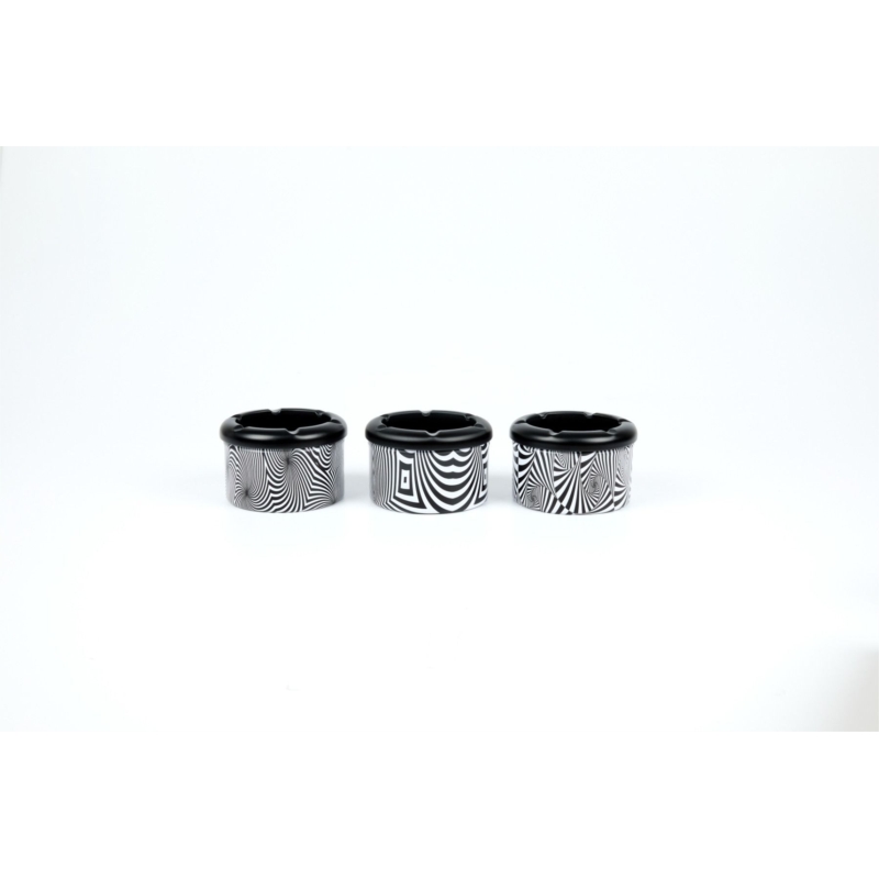 Cendrier métal Ø 8 cm décors Black & White 6/120