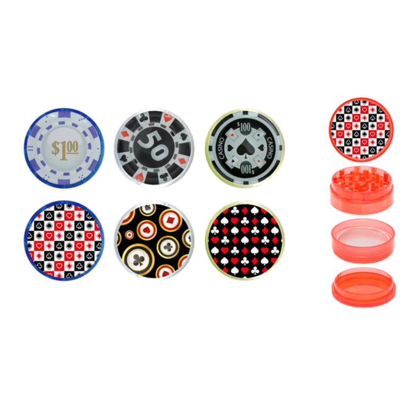 Broyeur à tabac plastique 50mm 4 parts décors Poker 12/240
